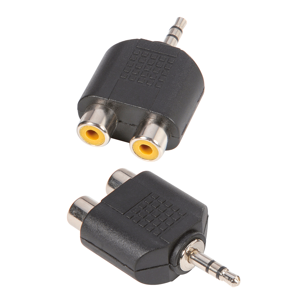7550 - Y-konektor 2 x mono RCA samica na 3,5 mm stereo Jack samec