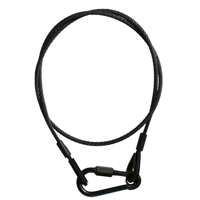 S 53102 B - Bezpečnostné lanko 5 mm so skrutkovacím uzáverom karabíny ,dĺžka 1 m