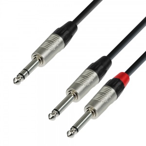 K4 YVPP 0300 - Audio Cable REAN 6.3 mm Jack stereo to 2 x 6.3 mm Jack mo