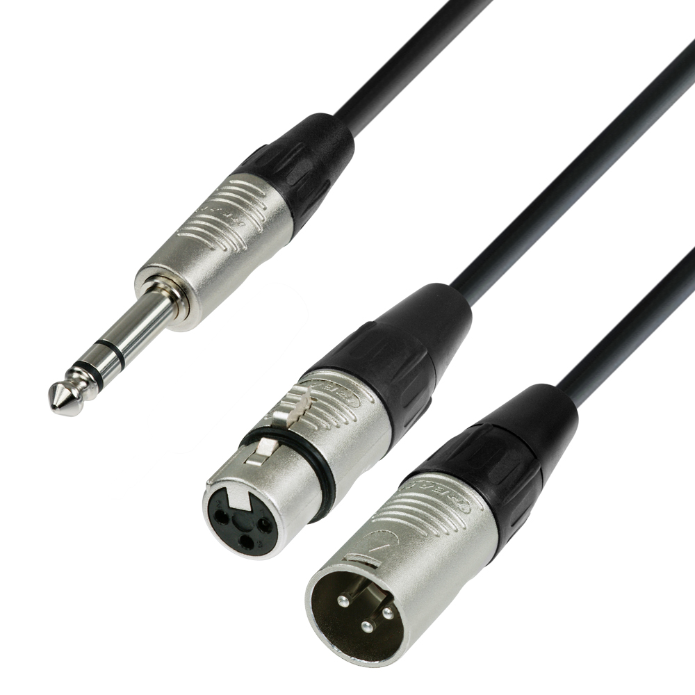 K4 YVMF 0180 - Audio Cable REAN 6.3 mm Jack Stereo to 1 x XLR male and 1