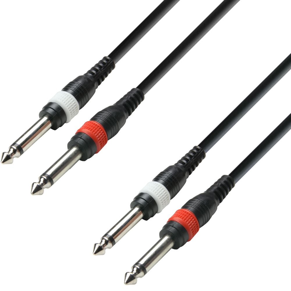 3 STAR TPP 0600 - Twin Cable | Adam Hall® 2 Jack TS x 2 Jack TS | 6 m