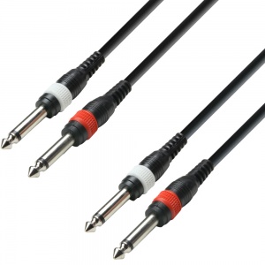 3 STAR TPP 0600 - Twin Cable | Adam Hall® 2 Jack TS x 2 Jack TS | 6 m