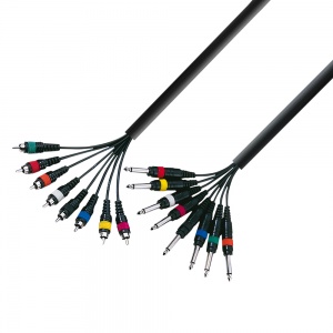 K3 L8 PC 0300 - Multicore Cable 8 x 6.3 mm Jack mono to 8 x RCA male 3 m