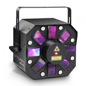 STORM - 3 in 1 lighting effect, 5 x 3W RGBWA Derby, Strobe and Grating Laser