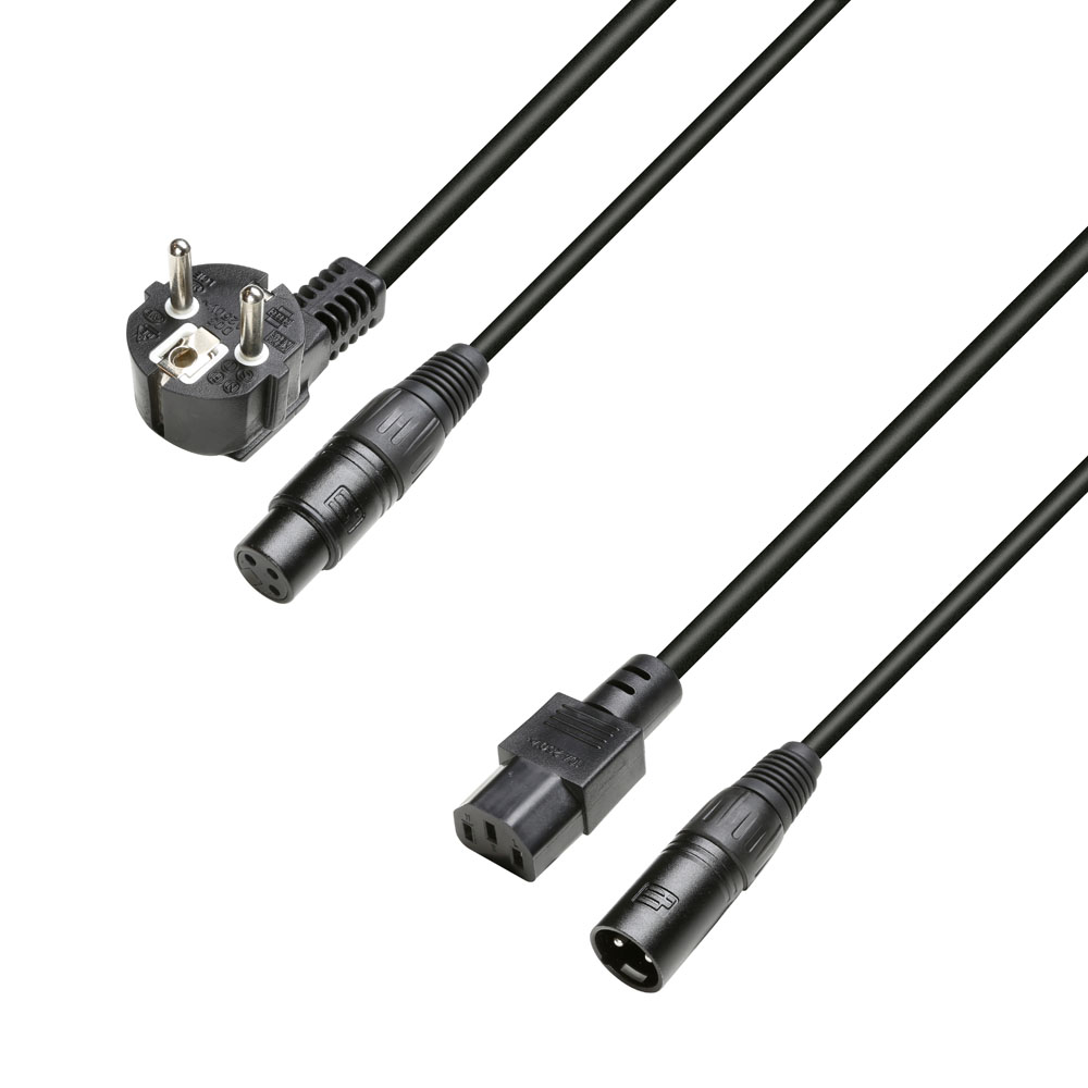 8101 PSAX 0500 - 5m napájací a audio kábel CEE7/7 & XLR female to C13 & XLR