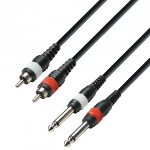 K3 TPC 0600 M - Audio Cable 2 x RCA Male to 2 x 6.3 mm Jack Mono, 6 m