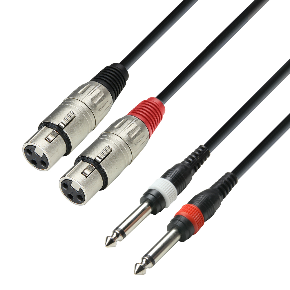 3 STAR TFP 0300 - Twin Cable Adam Hall® 2 XLR Female x 2 Jack TS - 3 m