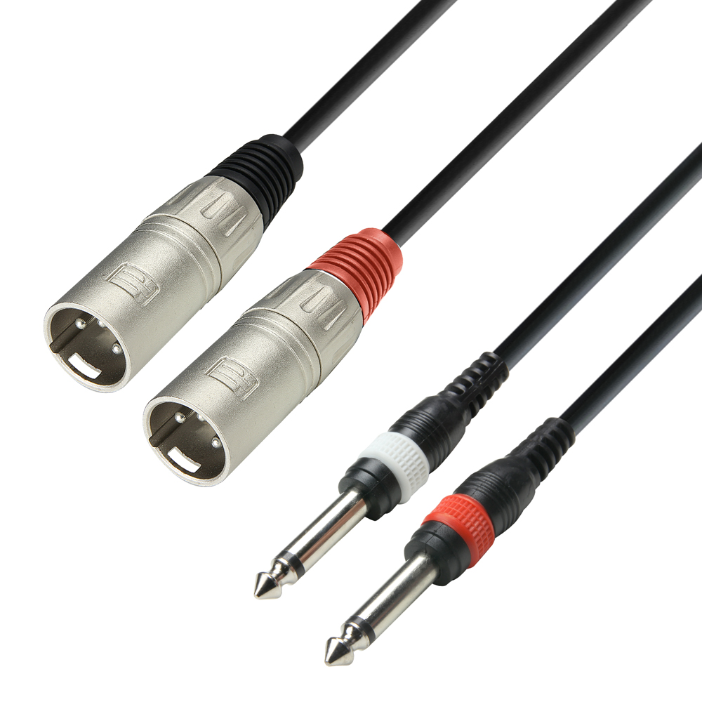 3 STAR TMP 0100 - Twin Cabvle | Adam Hall® 2 XLR Male x 2 Jack TS | 1 m