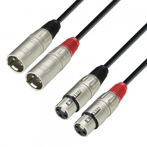 3 STAR TMF 0300 - Twin Cable | Adam Hall® 2 XLR Female x 2 XLR Male | 3 m 