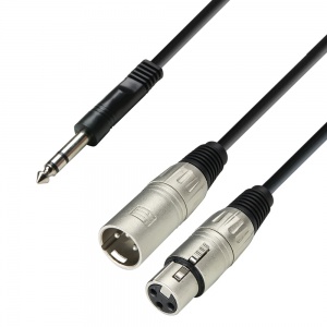 K3 YVMF 0100 - Audio Cable 6.3 mm Jack Stereo to XLR Male + XLR Female