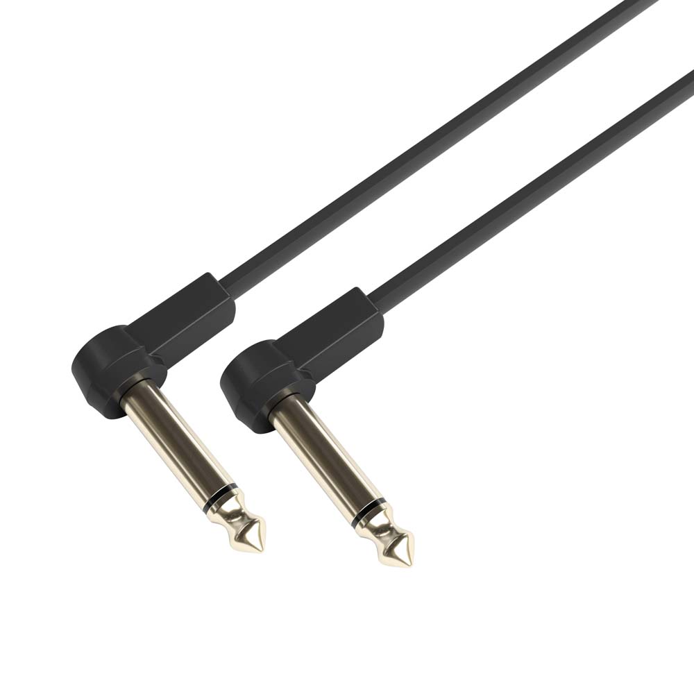 K4 IRR 0010 FLM - Flat Audio Cable, 6.3 mm Mono Gold Plug, 0.1 m