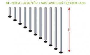 Noha s Adaptérom a Nastaviteľným Spodkom ± 4cm